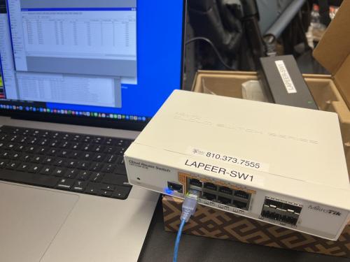 Programming the new PoE switch for Lapeer site to power the new PtMP Sectors and Omni